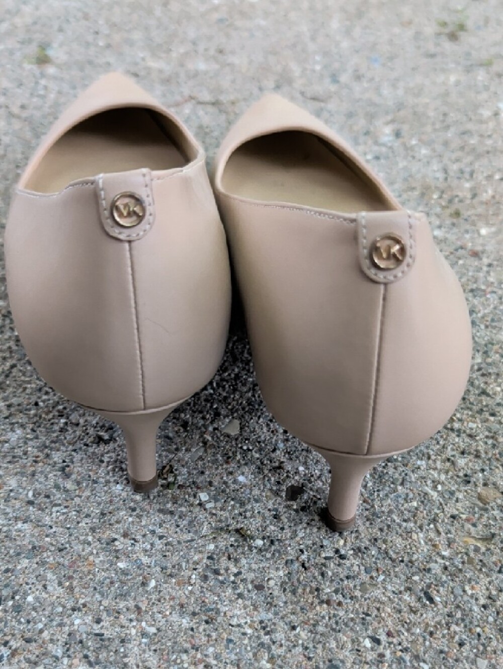 Classic Michael Kors Pointed-Toe Nude Pumps - Women's Leather Flats - Picture 4 of 6